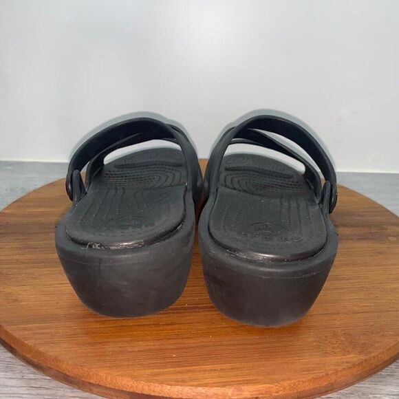 Crocs Patricia Low Wedge Women's Black Slide Sandals Size 11 Comfort Slip On - Picture 5 of 12
